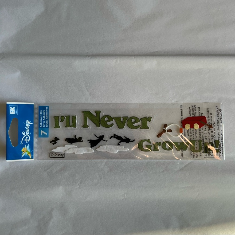NWT Disney EK Success Peter Pan Never Grow Up Dimensional Sticker Set